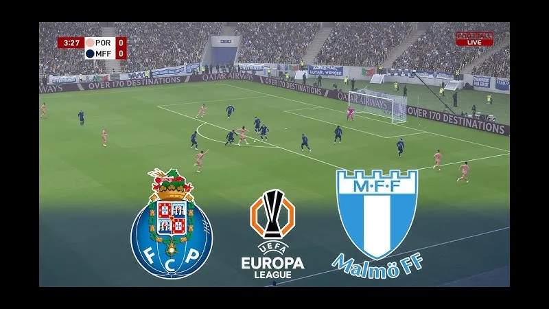 Cầu thủ Porto đang nỗ lực vượt qua sự áp đảo của các cầu thủ Malmo